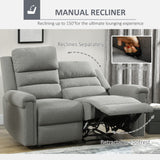 2 Seater Recliner Sofa with Manual Pull Tab, Fabric Reclining Sofa, RV Couch, Home