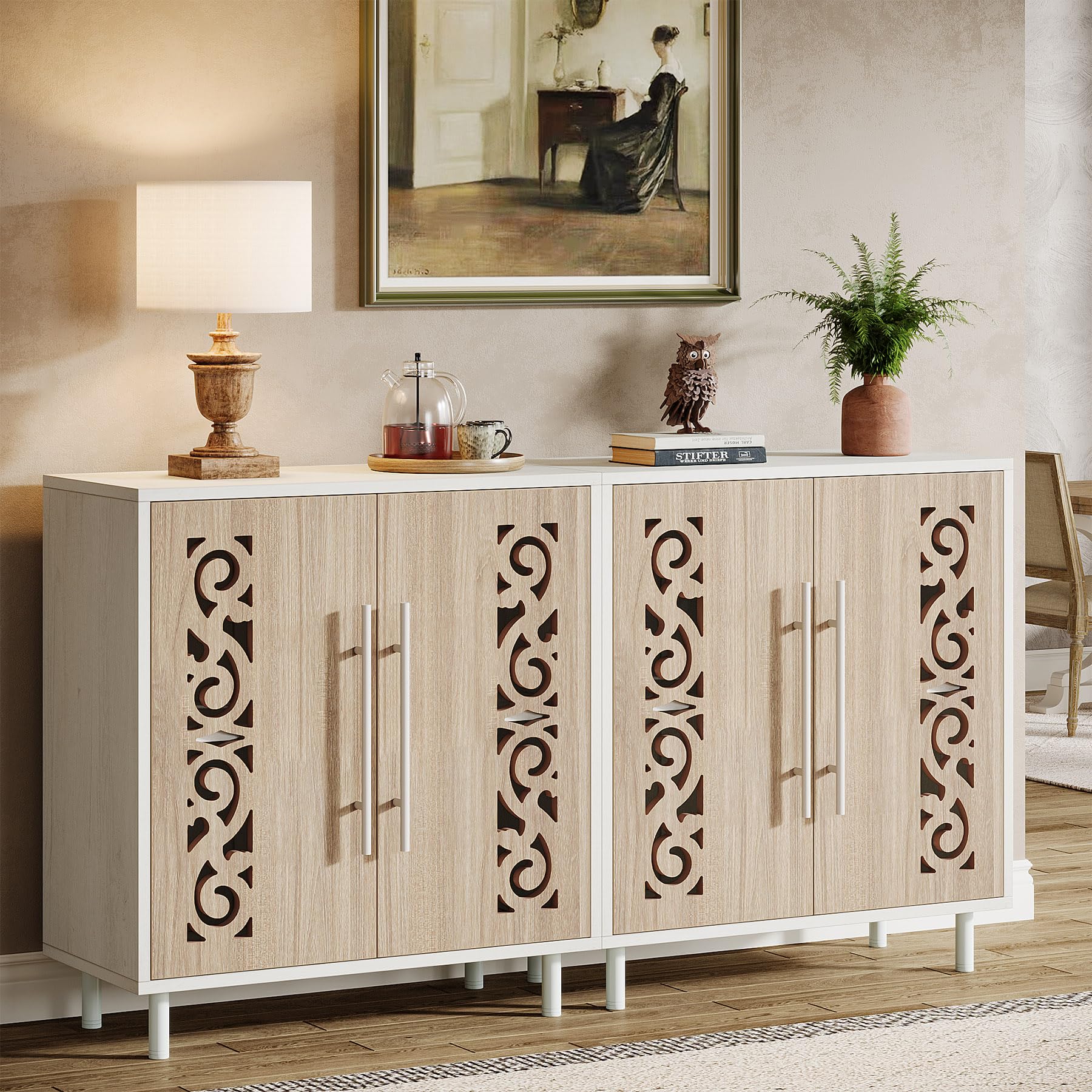 Sideboard Buffet Cabinet with Storage, Vintage Credenza Storage Cabinet
