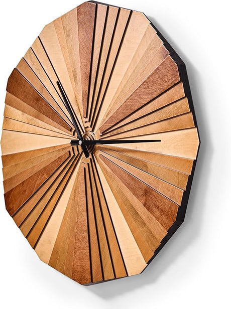 Parametric Verso Wood Wall Clock, 3D Birch Plywood Layered Acoustic Wooden