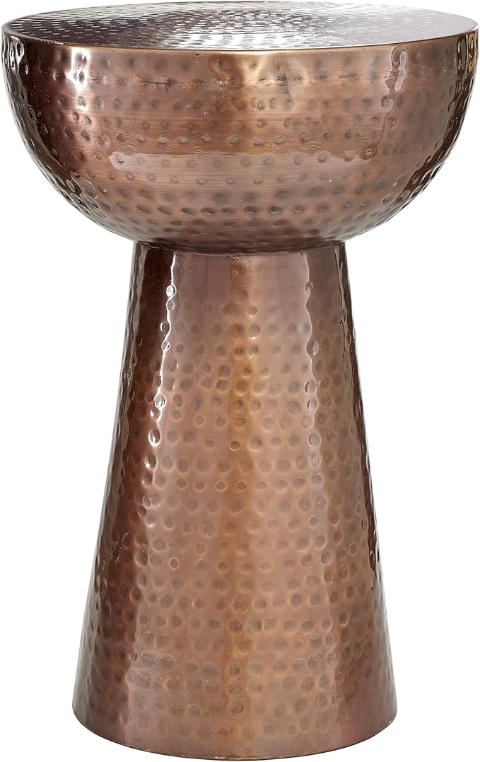 Metal Handmade Side End Accent Table End Table with Hammered Design