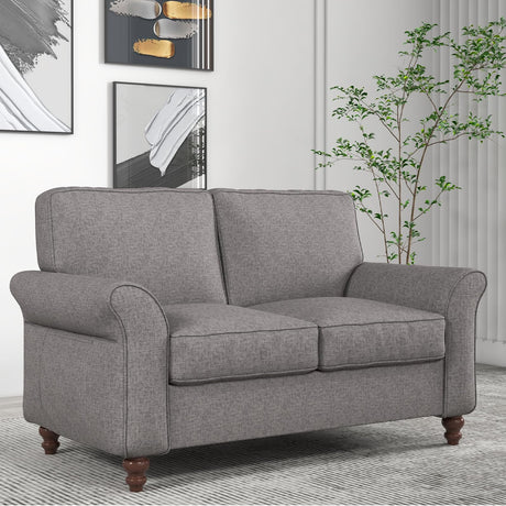 57" Comfy Loveseat Sofa, 2 Seater Small Sofa Couch with Tapered Wood Legs