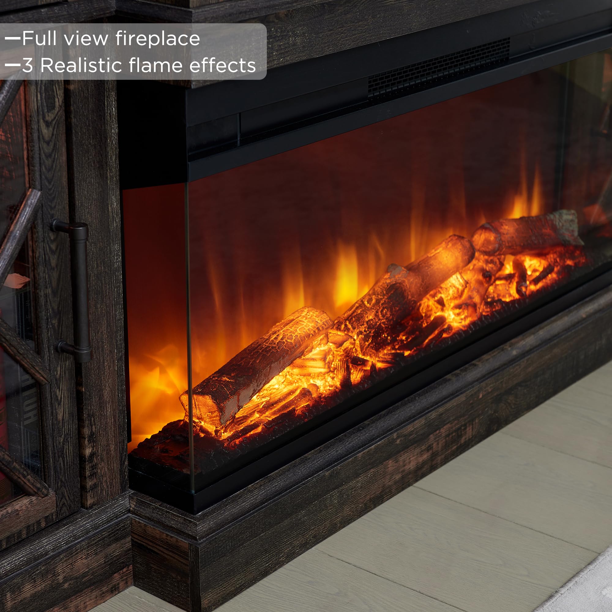 70'' TV Stand with 36'' Electric Fireplace, Media Entertainment Center for TVs Up to 80'',