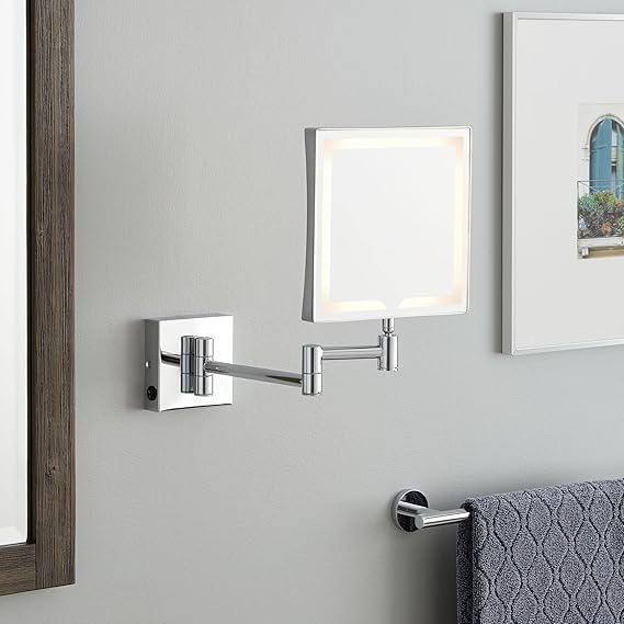 Norabel Modern Square Framed Bathroom Wall Mirror with Light 7-7/8" x 12-7/16"