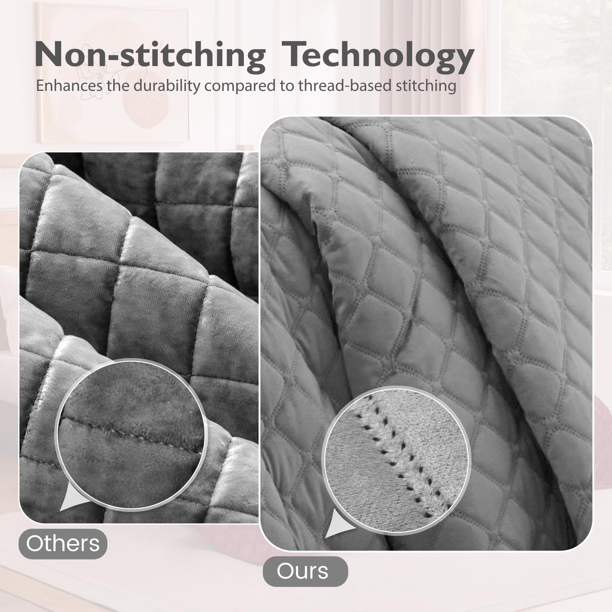 3D Velvet Quilt Set Queen Size - Elegant Coverlet with Pillow Shams