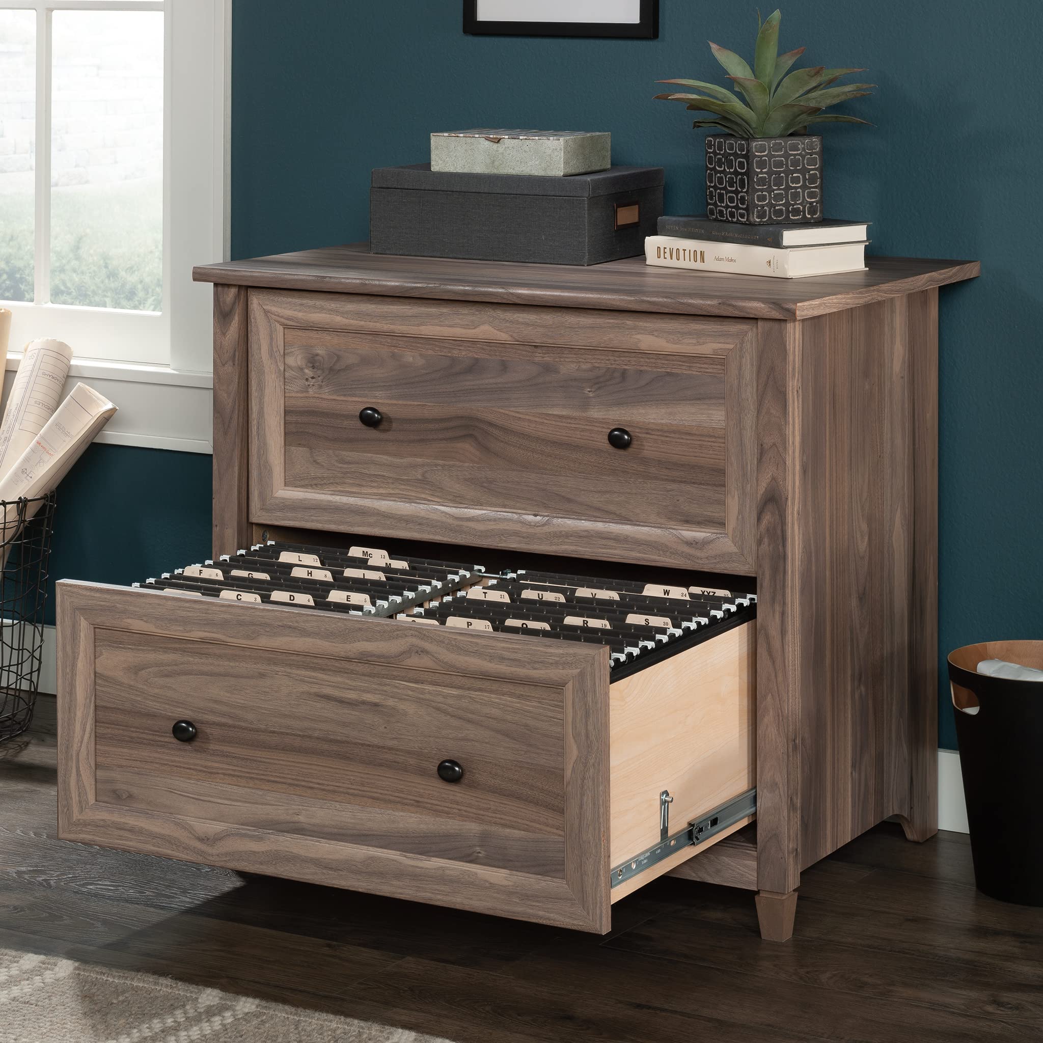 Edge Water 2 Drawer Lateral Filing Cabinet, Office File Cabinet, in Washed Walnut