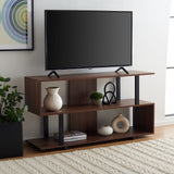 Mid-Century Modern TV Stand for 55" Flatscreen – Walnut & Black Entertainment Console