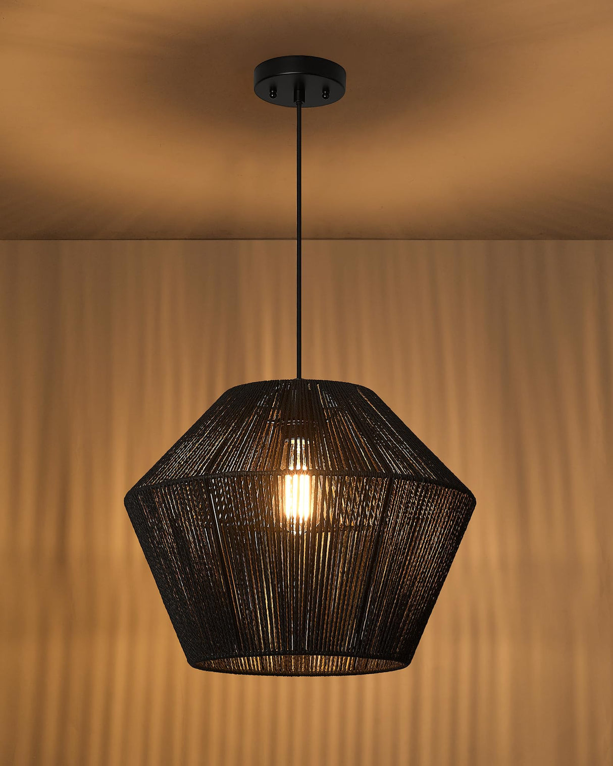 16.5” Large Modern Woven Chandelier Farmhouse Coastal Pendant Light Fixtures Matte