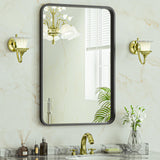 22x30 Inch Black Wall Mirror for Bathroom, Wall Mounted Rectangular Entryways Decor