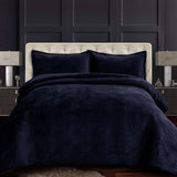 Oversized Velvet Quilt, 3-Piece King Bed Set, 260GSM Soft Quilted Velvet, Includes One Quilt & Two Shams, Camel