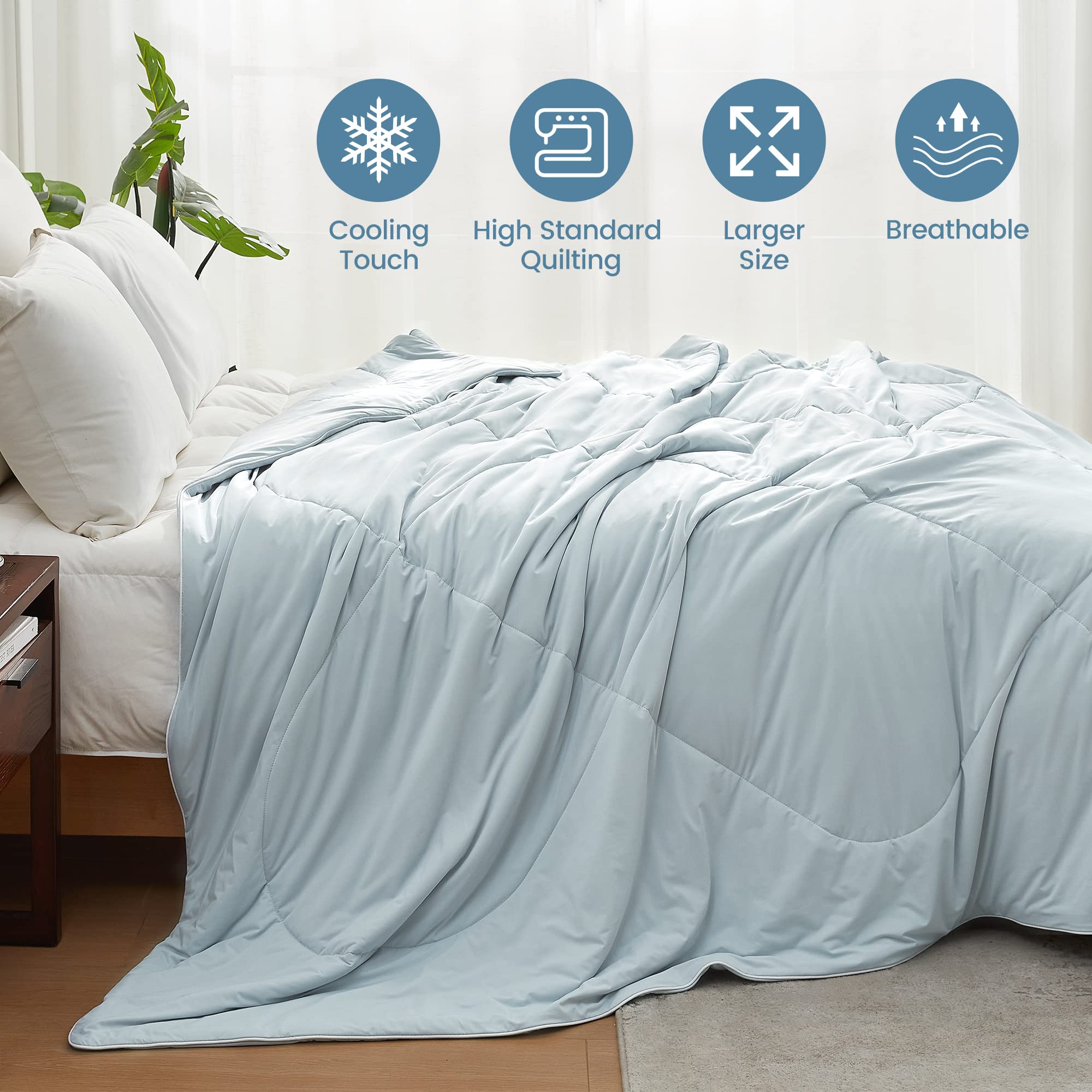 Cooling Comforter King Size, Cooling Blankets for Hot Sleepers and Night Sweats, Blue