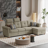 Convertible Sectional Sofa with Storage, 4 Seat L Shaped Couch with Chaise