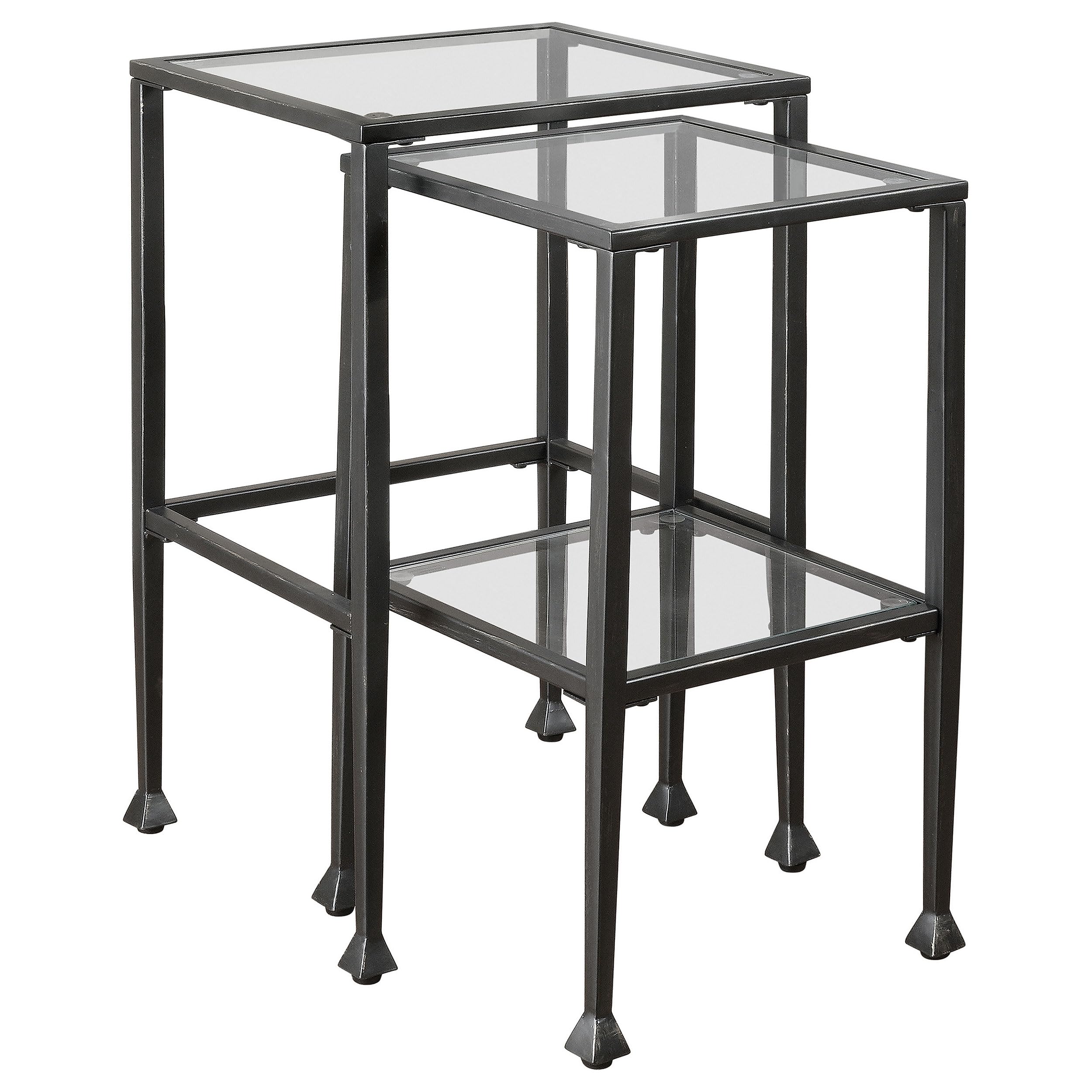 Leilani 2-Piece Glass Top Nesting Tables Black
