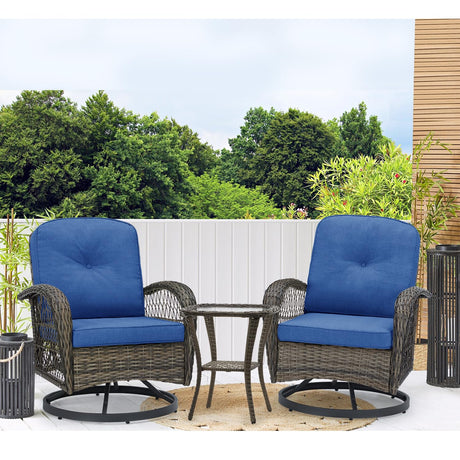 3 Pieces Outdoor Swivel Rocker Patio Chairs