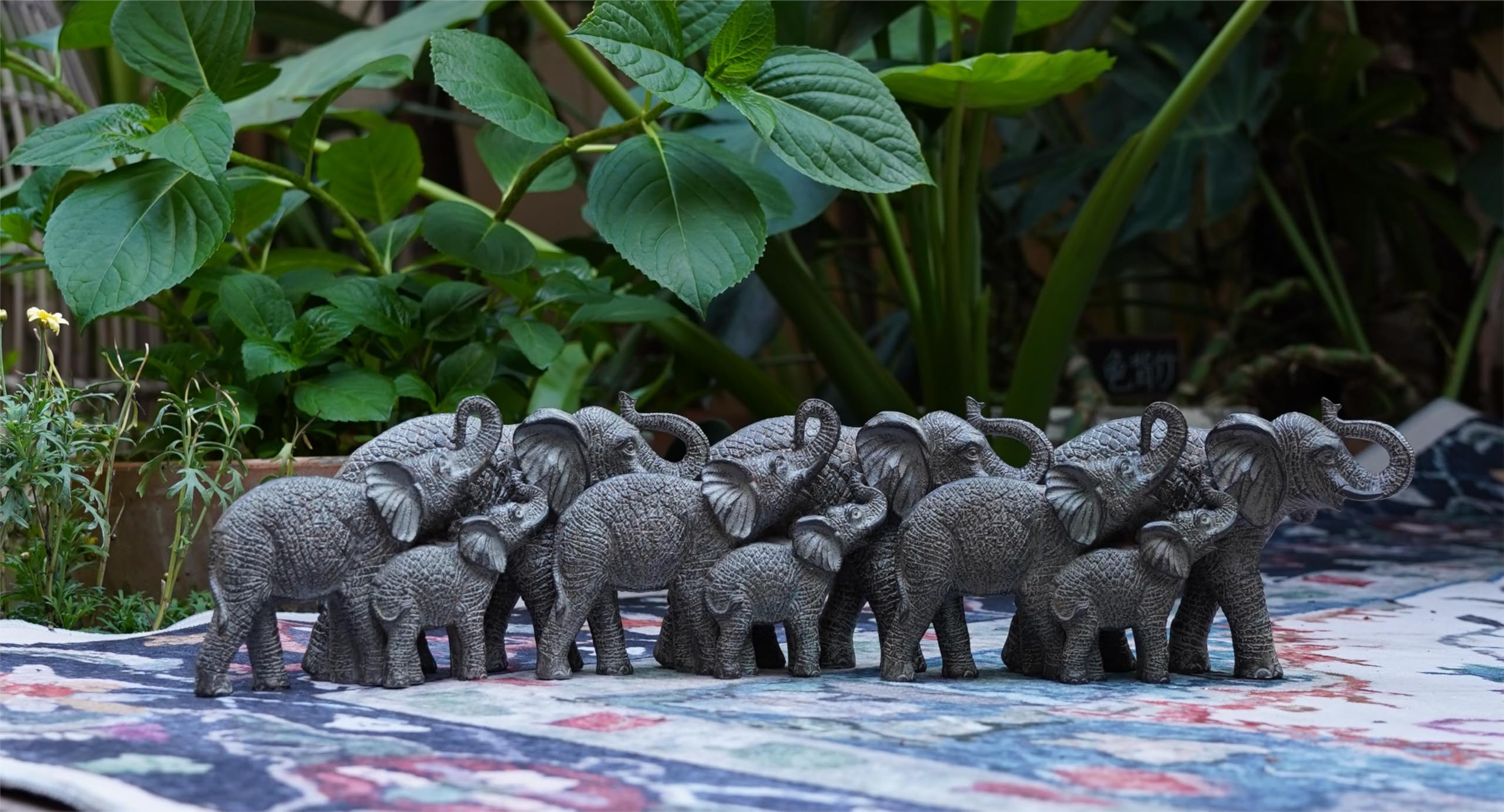 Adorn Your Space with Charm: Resin Elephant Family Decor Sculpture, Perfect Addition