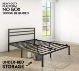 CastleBeds Modern Queen Size Black Iron Bed Frame with Headboard Footboard Wrought