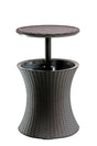 Keter Pacific Cool Bar Outdoor Patio Furniture and Hot Tub Side Table with 7.5 Gallon Beer and Wine Cooler, Espresso Brown - Bircata