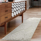 Palafito 8x10 Geometric Shag Diamond High-Low Pile Textured Indoor Area Rug (White