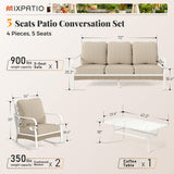 4 Piece Patio Furniture Set, 2 x Fixed Chair, 1 x 3-Seat Sofa