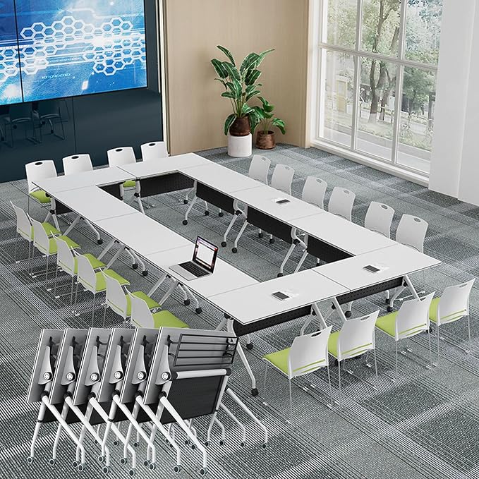 Table Folding Conference Room Table,55.1x23.6x29.5 Inches Flip Top Training Meeting