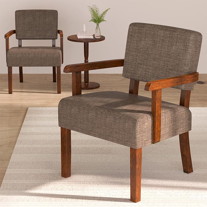 Accent Chair Set of 2 with Table, Living Room Chairs with Soft Seat and Armrests