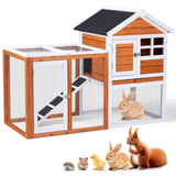 Rabbit Hutch, Small Wood Chicken Coop, 48" Guinea Pig Cage w/Pull-Out Tray