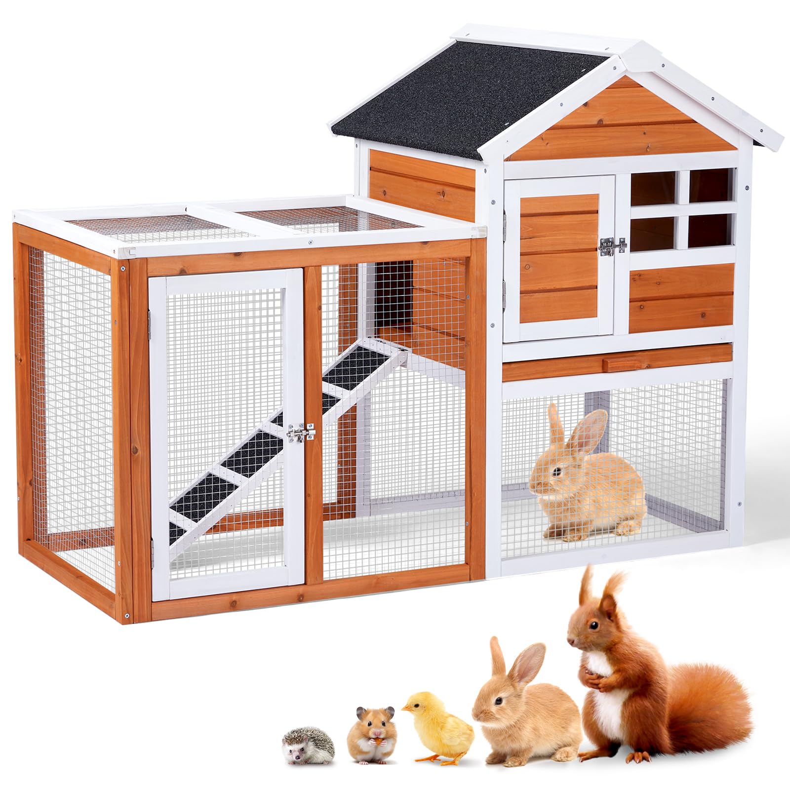 Rabbit Hutch, Small Wood Chicken Coop, 48" Guinea Pig Cage