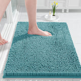 Yimobra Chenille Bathroom Rug, 24x17, Extra Soft Absorbent Bath Rugs, Non-Slip, Bath Mats for Bathroom Floor, Water Absorbent, Machine Washable, Plush Bathroom Mat for Tub and Shower, Teal Blue