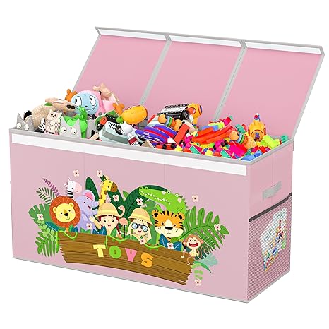 Toy Box for Kids, Collapsible Sturdy Toy Chest for Boys, Girls, Toy Storage Organizer Bins