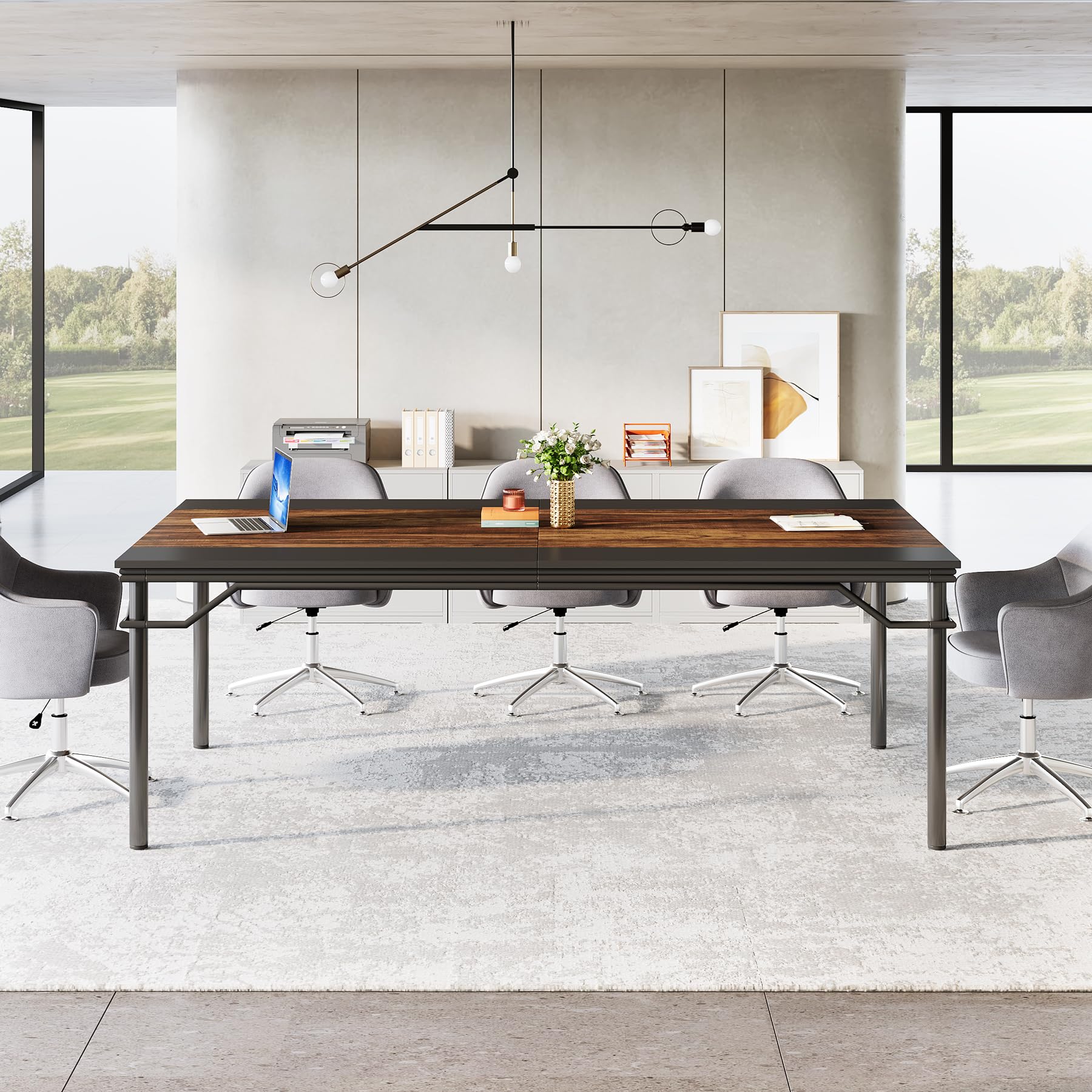 Conference Table,D Meeting Seminar Table, Large Rectangle Computer Desk