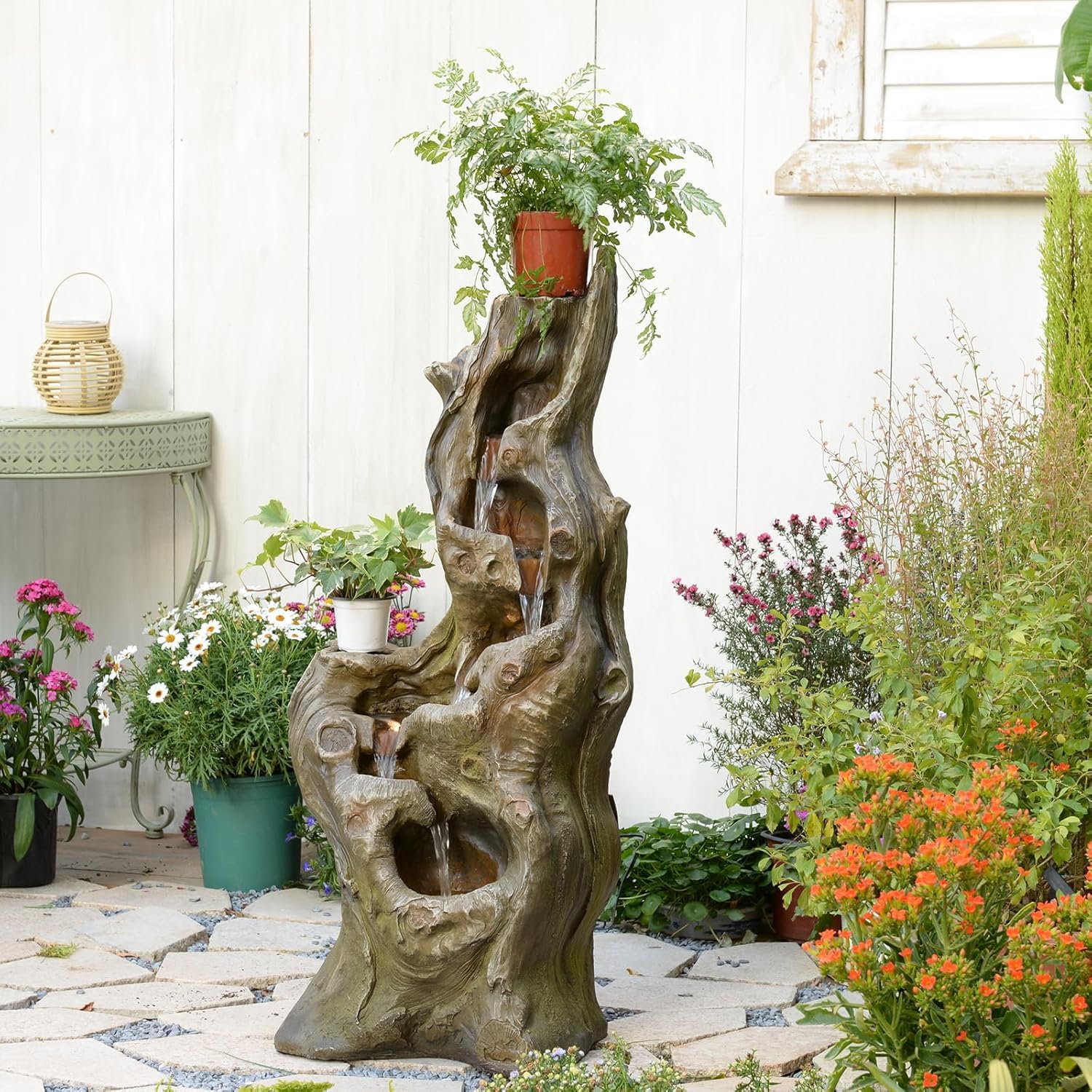 39.93''H Outdoor Fountains and Waterfalls - Water Feature Outdoor Large Tree Trunk