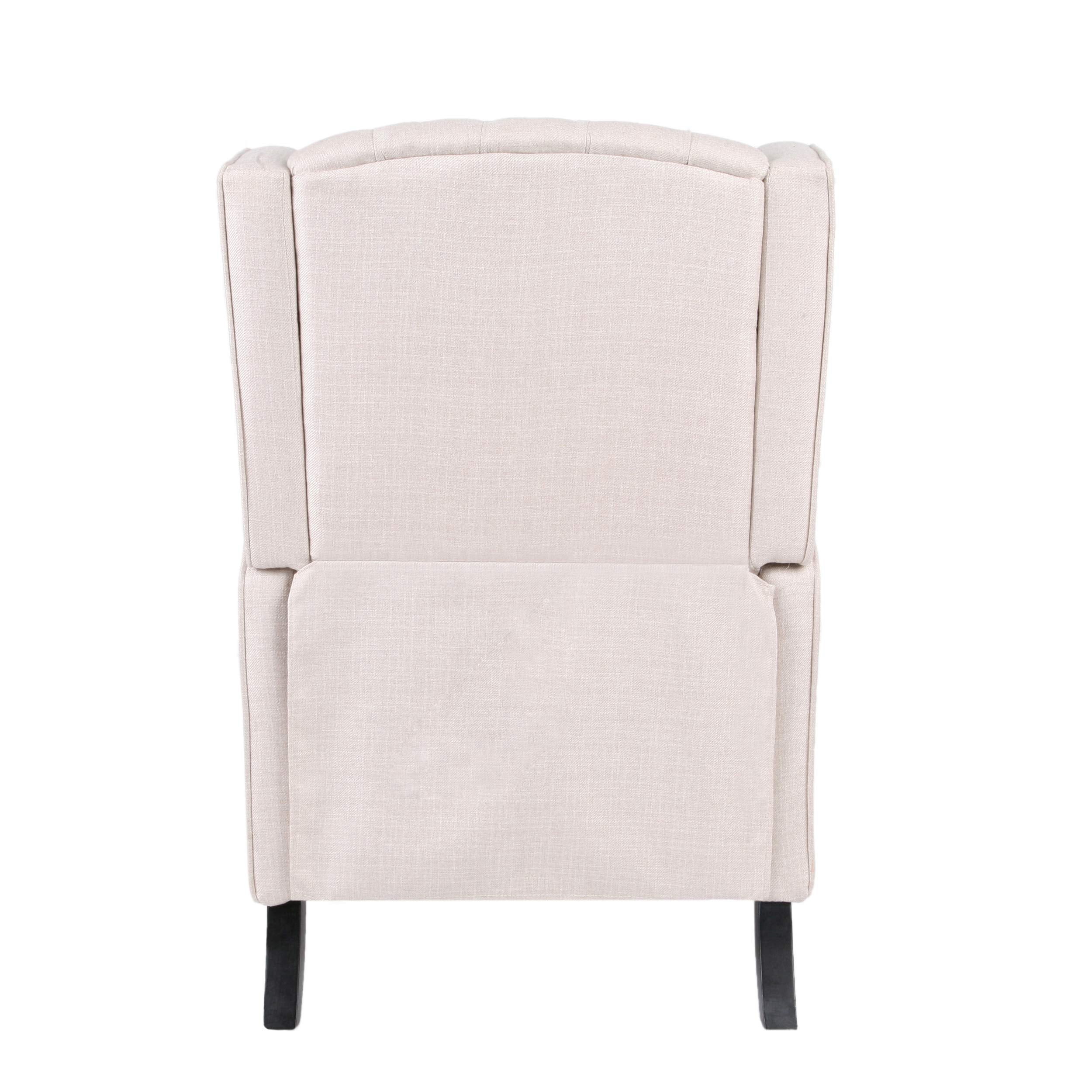 Diana Wingback Recliner, Light Beige Tweed + Dark Brown