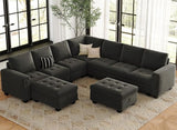 Modular Sectional Sofa Couch 7-Seater Convertible Sectional Sofa Velvet Modular