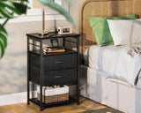 Night Stand with Charging Station, End Table for Bedroom Tall Nightstand