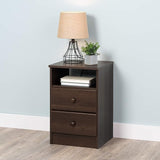 Astrid Simplistic Nightstand Side Table with 2 Drawers and Open Shelf,