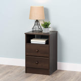 Astrid Simplistic Nightstand Side Table with 2 Drawers and Open Shelf,