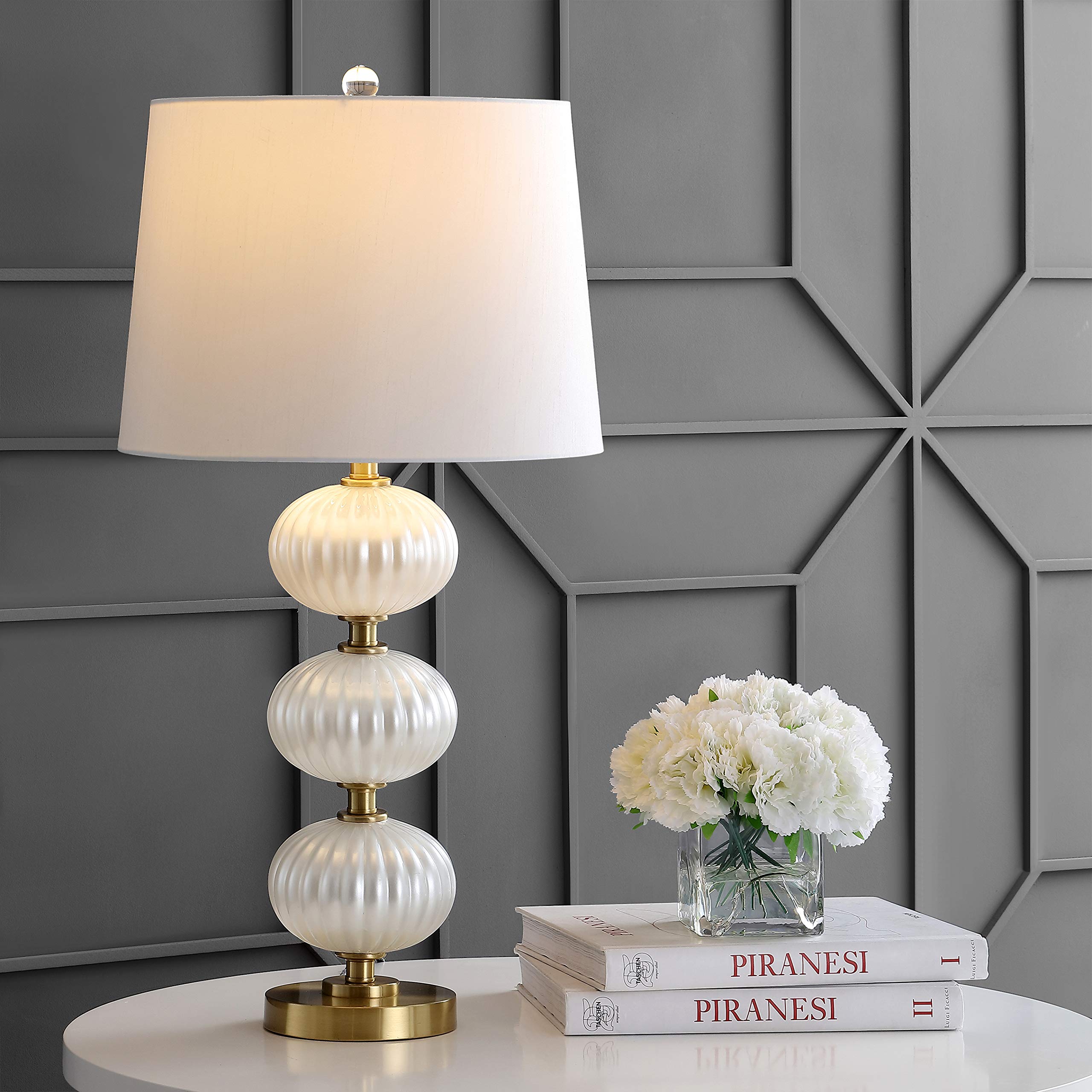 JYL2073A Carter 29.7" Glass LED Table Lamp Traditional Transitional Bedside Desk
