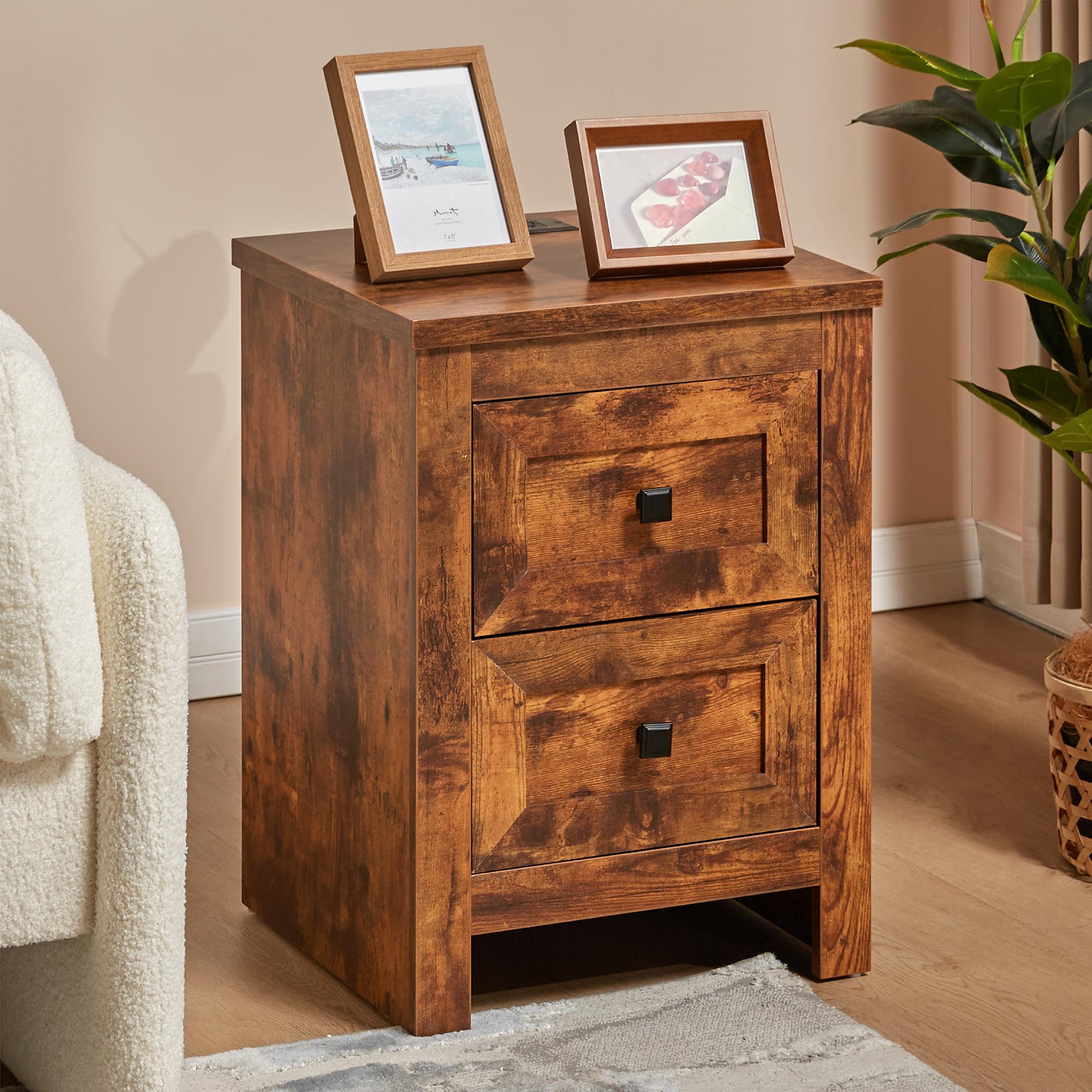 Nightstand Set of 2 with Charging Station