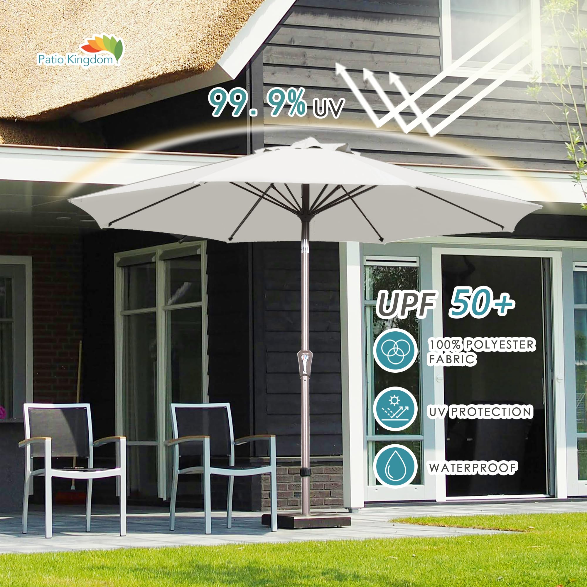 9FT Patio Umbrella Outdoor Market Umbrella with Push Button Tilt and Crank