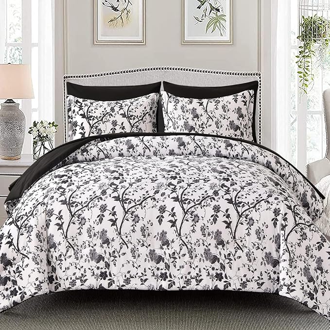 Floral Comforters Queen Size 7 Pieces Botanical Pink Bed in a Bag Ulter Soft
