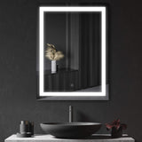 LED Bathroom Mirror Wall Mount Vanity Make Up Mirror with Dimmable Touch Switch