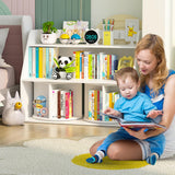 Bookshelf for Kids - 3 Tier Childrens Bookcase with Two Rotating Book Display Shelves