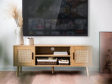 TV Stand for 55 Inch TV, Mid Century Modern TV Console with Open Storage Shelf and Doors