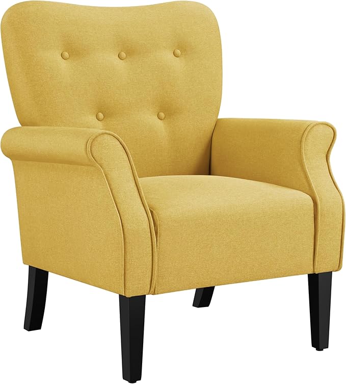 Modern Armchair, Mid Century Accent Chair with Sturdy Wood Legs and High Back