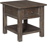 Tyler Creek Rustic End Table with Storage Drawer and Fixed Shelf, Brown & Black