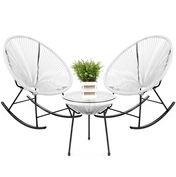 3-Piece Outdoor Acapulco All-Weather Woven Rope Patio Conversation Bistro Set