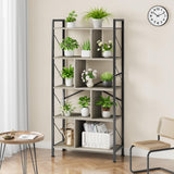 5 Tier Bookshelf with Storage, 61 Inch Tall Industrial Book Shelf with Open Display Bookshelves