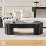 Black Round Coffee Table Modern Side Table End Table for Living Room, Wood Circle Drum Coffee Table Contemporary Living Room End Table Side Table, Matte Black (ø35.4'' x 13.7'')