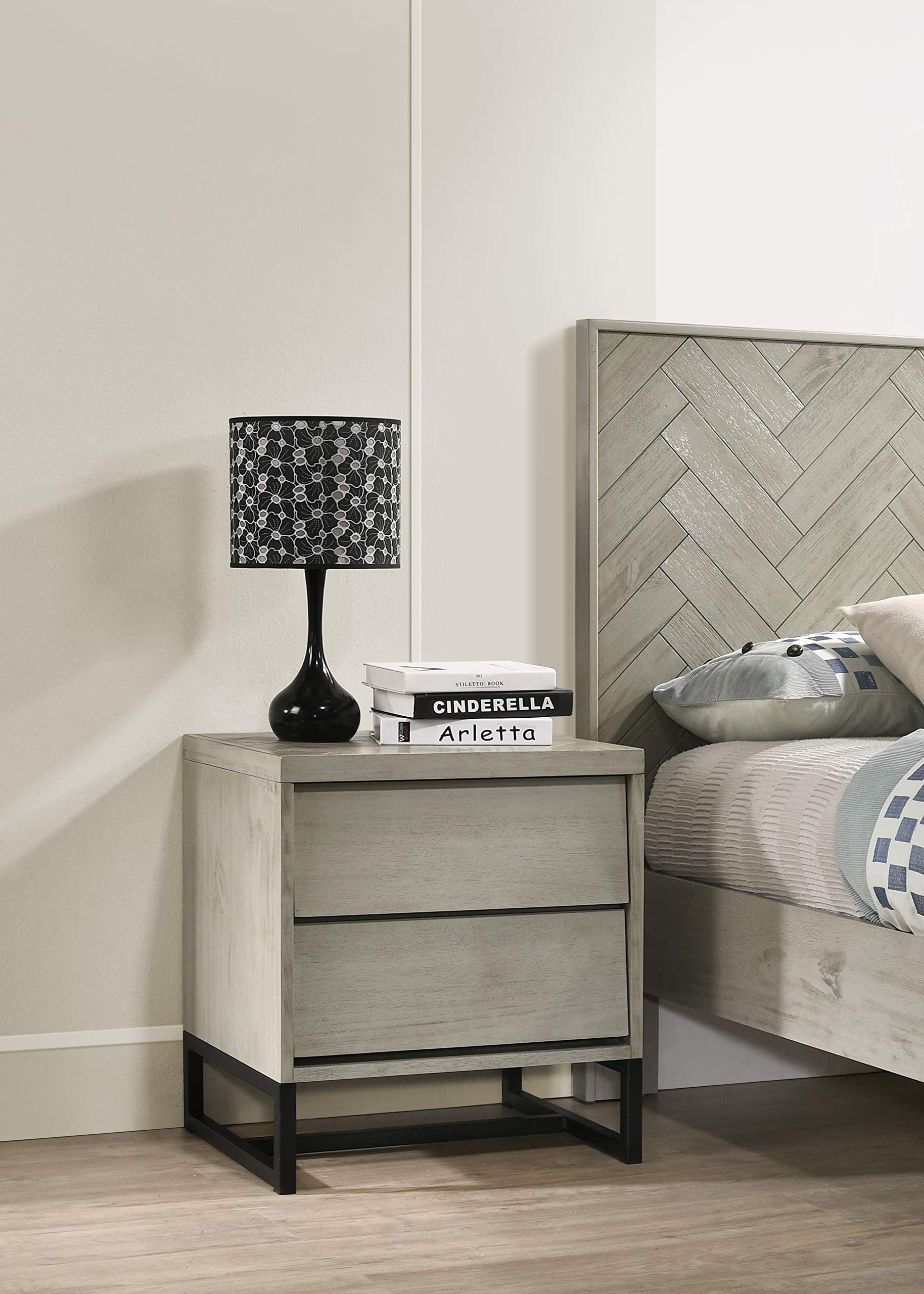 Weston-NS Weston Collection Industrial Mid Century Designed Nightstand with Matte