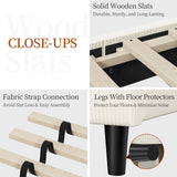 Queen Bed Frame with Adjustable Chenille Upholstered Headboard