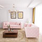 75 Inch Sofa Couch Modern Upholstered Couch Tufted Velvet Sofa High Arm and Metal